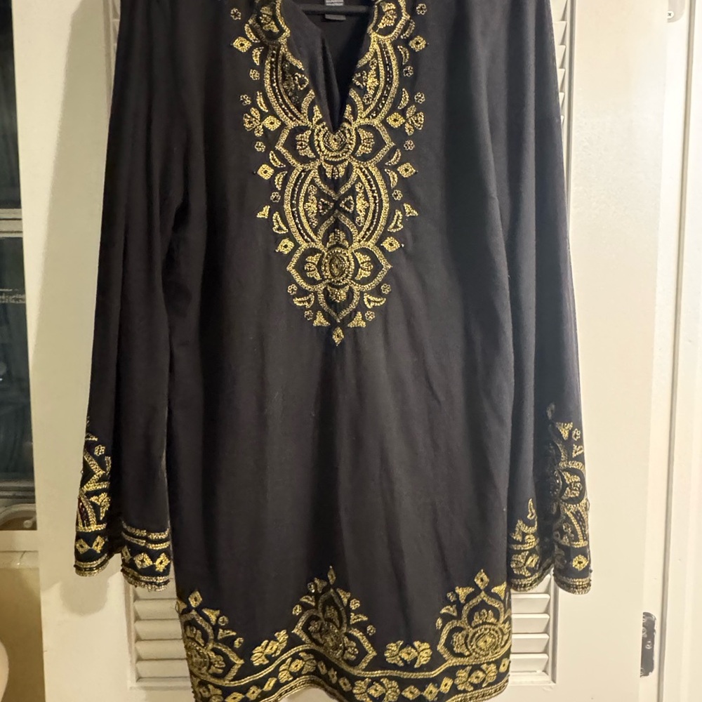 INC International Concepts Black Top with Gold Detailing
